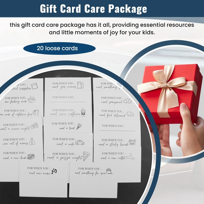 College Gift Card Care Package, College Gift Card Book, Care Package, High School Graduation Gift, Durable White & Blue