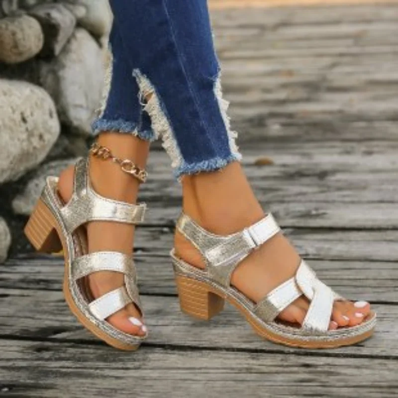 Women Platform High Heels Sandals Summer Dress Chunky Open Toe Shoes New Design Brand Slingback Sandals Female Zapatos Muje women wedge sandals women dress shoes women slingback sandals women high heels shoes