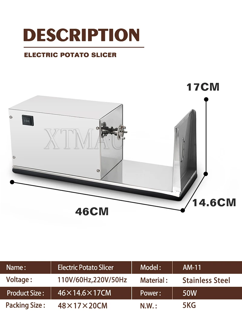 Description Picture 6 of item110V 220V Electric Stainless Steel Tornado Potato Spiral Slicer Kitchen Tool Food