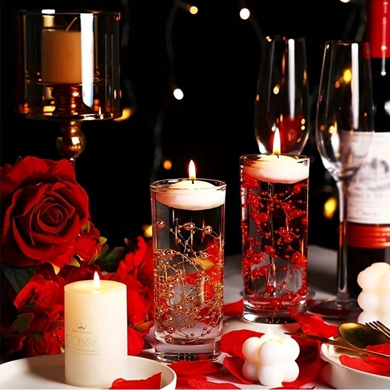 Wedding Table Decoration 5Pcs Floating Candles Vase Filler Pearl String Wedding Table Decoration Artificial Highlight Bead String Faux Plastic Chain