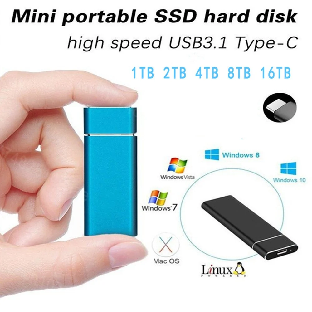 External Portable Solid State Drive USB3.2 High Performance SSD 1TB 2TB 16TB Storage Hard Disk Compatible with Multi Devices - 2