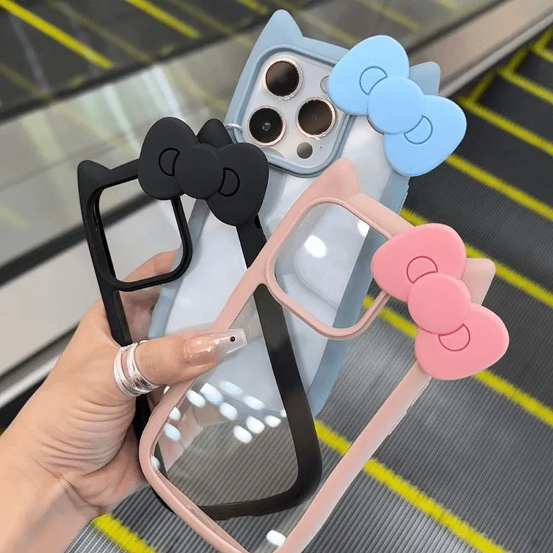 3D Cat Ear & Bowknot Phone Case