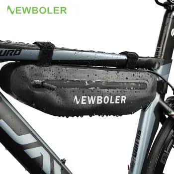 NEWBOLER Borse da bicicletta Borsa da telaio anteriore per tubo superiore da ciclismo Borsa da bici impermeabile per triangolo da strada MTB Borse per accessori bici resistenti alle dirette