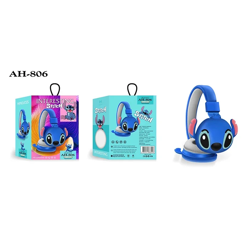 Disney Stitch Wireless Bluetooth Headphones HIFI Stereo Sound Foldable ...