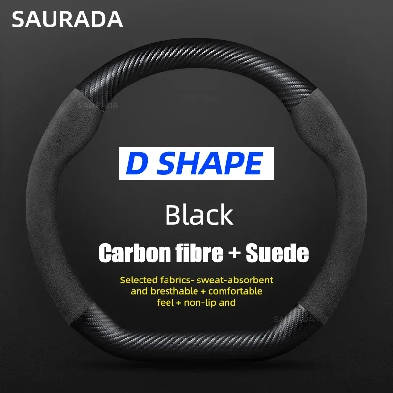 Premium Car Leather Steering Wheel Cover – 15-Inch, Non-Slip Design