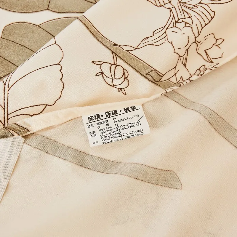 Description Picture 4 of itemPrinted Bed Skirt Non-slip Mattress Cover Protector Soft Skin-Friendly Bed Cover Bedroom Bed Skirt Bedsheet Bedding Decor