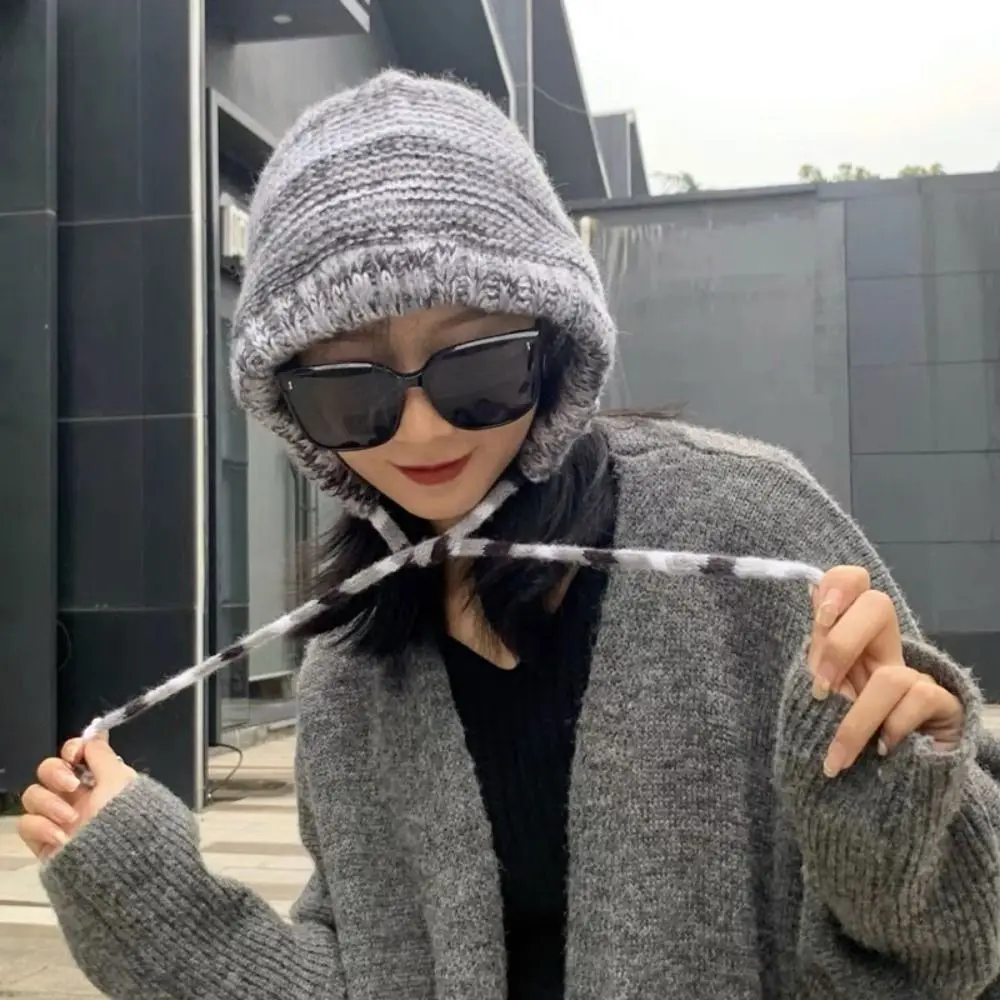 

Acrylic Fibers Stocking Cap Retro Cold Protection Colorful Knitted Hat Warm Pullover Hat Outdoor