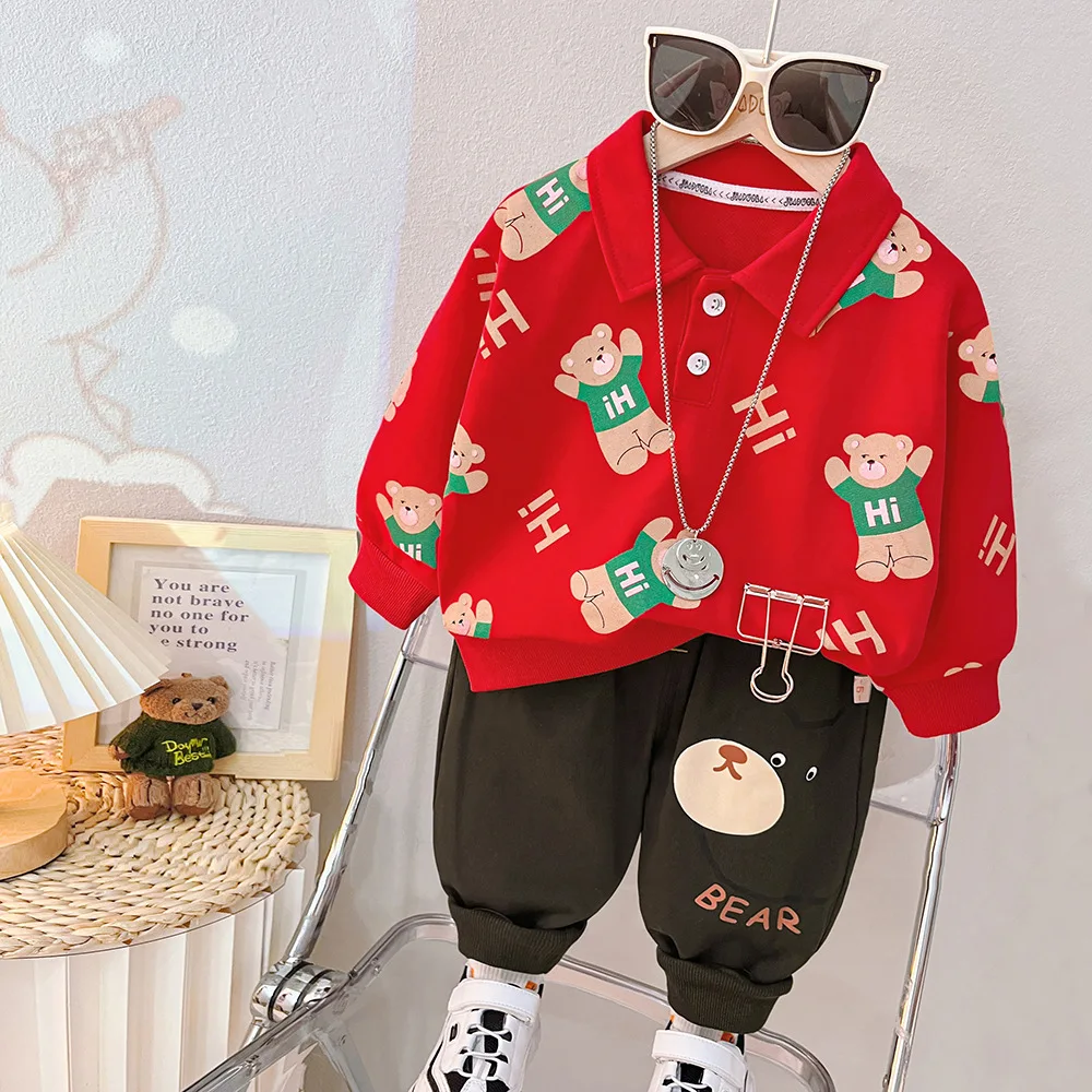 

Clothes for newborn boys Cartoon Red Panda Leisure Sports Two Piece Set Baby Clothes boy 0 to 24 months free shipping