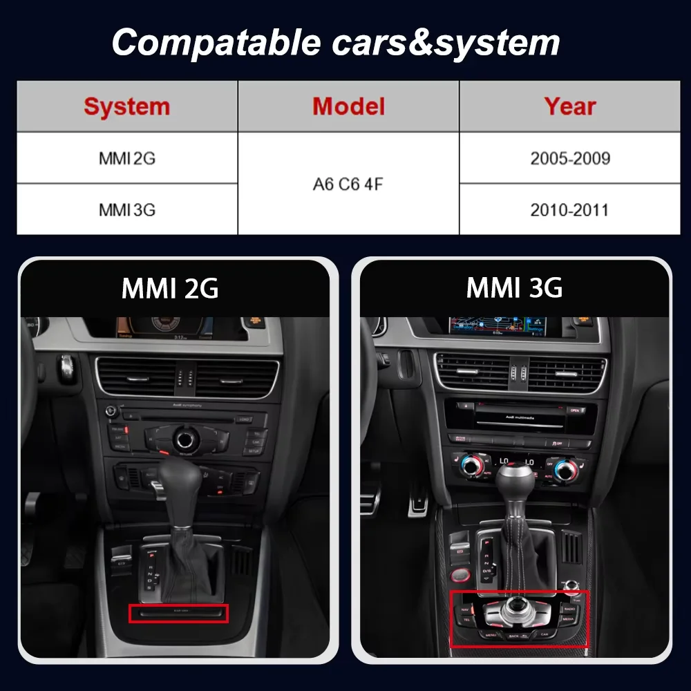 8.8“ Linux Wireless CarPlay Android Auto Car Multimedia Player For Audi A6 C6 4F 2005-2011 MMI 2G 3G BT GPS Navigation Stereo 2