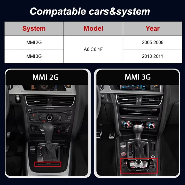 8.8“ Linux Wireless CarPlay Android Auto Car Multimedia Player For Audi A6 C6 4F 2005-2011 MMI 2G 3G BT GPS Navigation Stereo 2