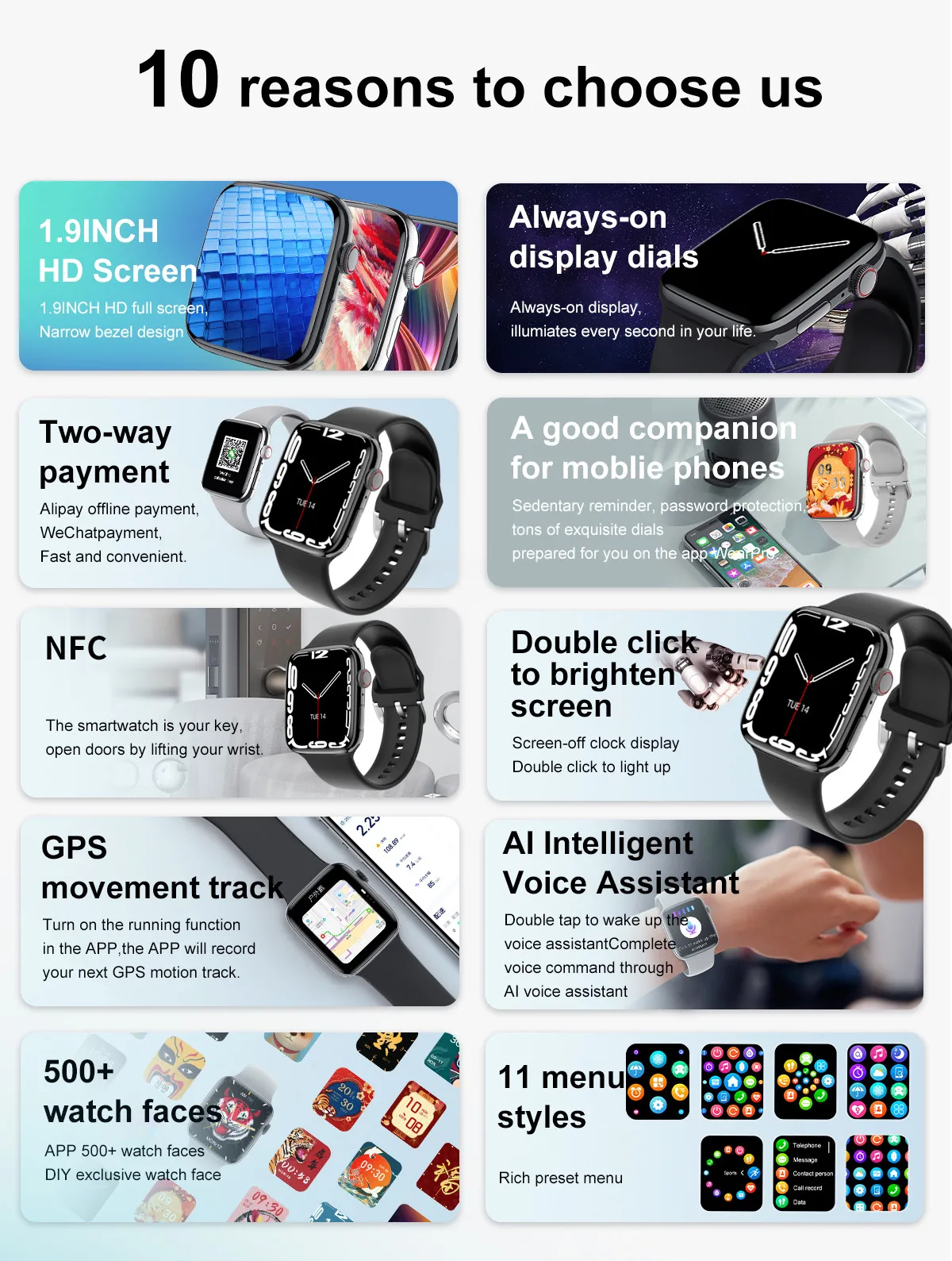 EnohpLX IWO 17 GPS Smart Watch Men IP68 Waterproof Bluetooth Call AI Voice 1.9 inch TFT Screen 380mAh NFC Women Smatwatch