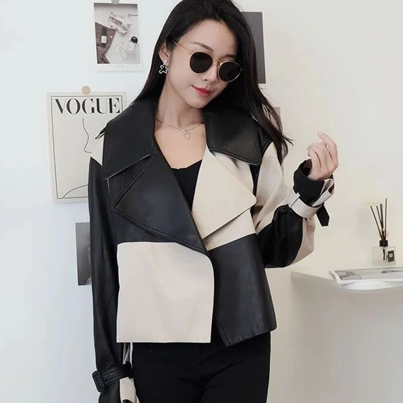 2023-autumn-winter-imitation-sheepskin-leather-coat-women's-slim-office-lady-leather-coat-turn-down-collar-fashion-leather-coat