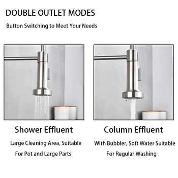 360 Degree Rotation Stream Sprayer Nozzle Kitchen Sink Hot Cold Taps Spring Brushed Nickel Kitchen Faucet Deck Mounted Mixer Tap