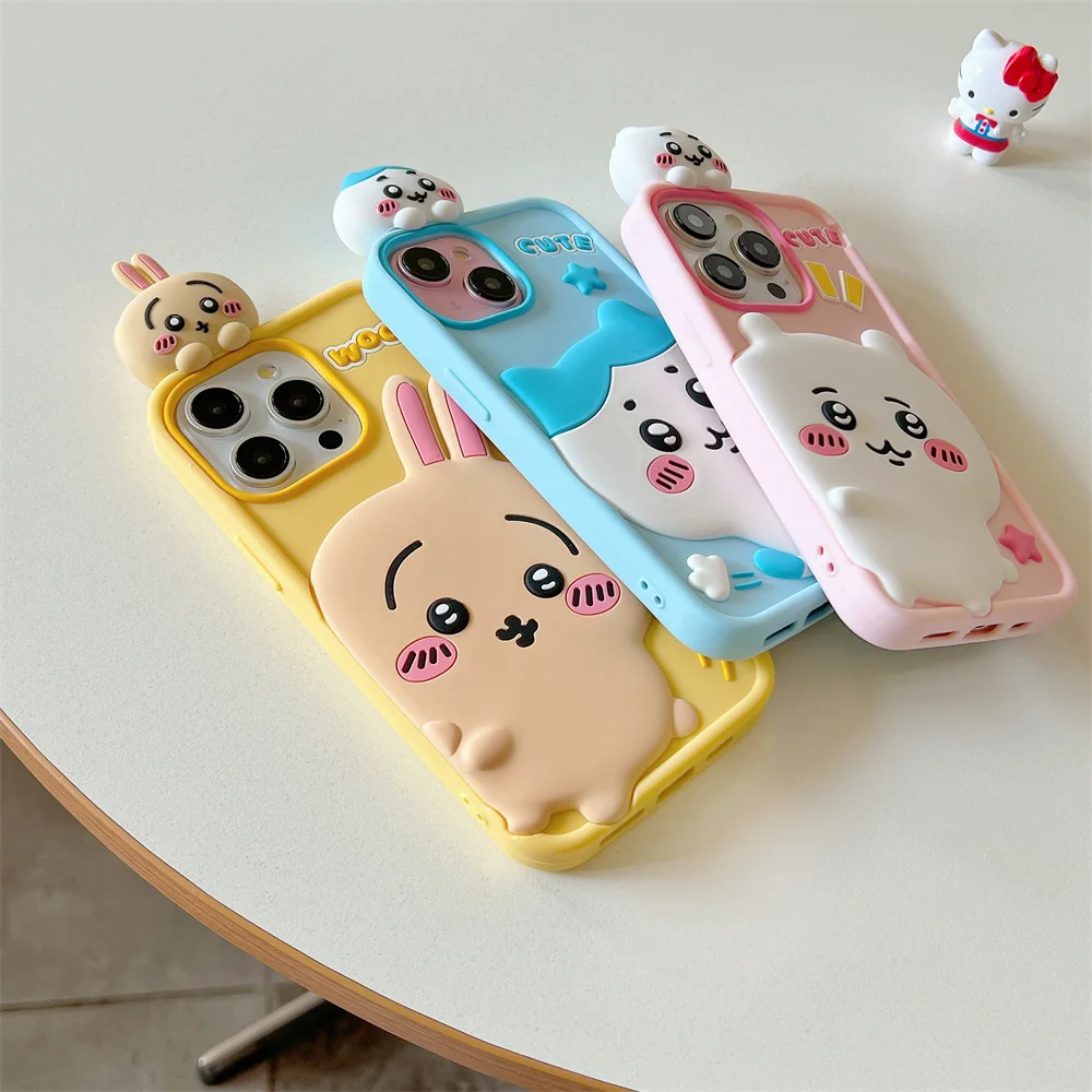 Cartoon Cute Chiikawa Hachiware Usagi Phone Case for IPhone 16 15 14 13 12 Pro Max Soft Silicone Cover - Chiikawa Plush Cartoon Cute Chiikawa Hachiware Usagi Phone Case for IPhone 16 15 14 13 12 Pro Max Soft Silicone Cover - Chiikawa Plush