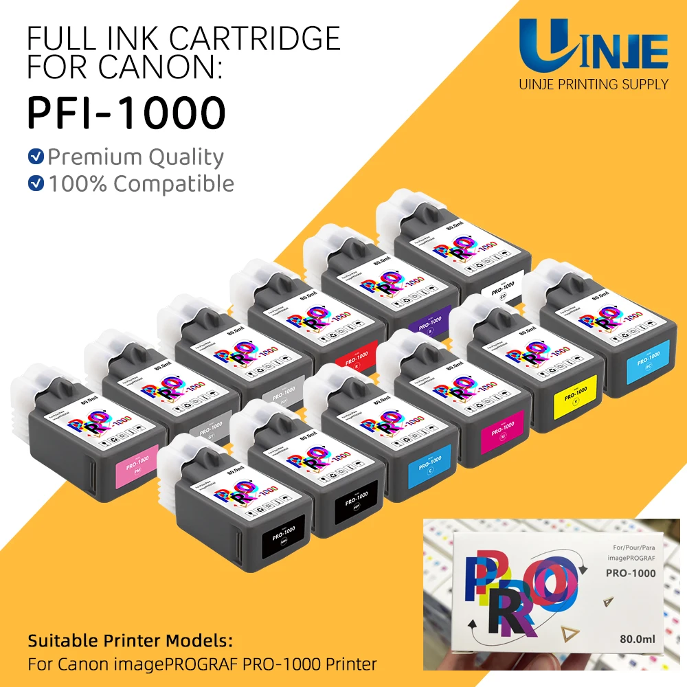 

For Canon PFI-1000 PFI1000 Compatible Ink Cartridge 80ML For Canon imagePROGRAF PRO-1000 PRO1000 Printer Full With Ink