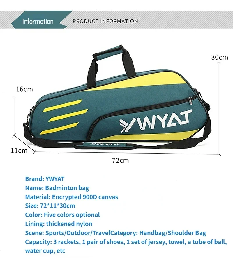 Unisex Waterproof Badminton Racket Bag Side View