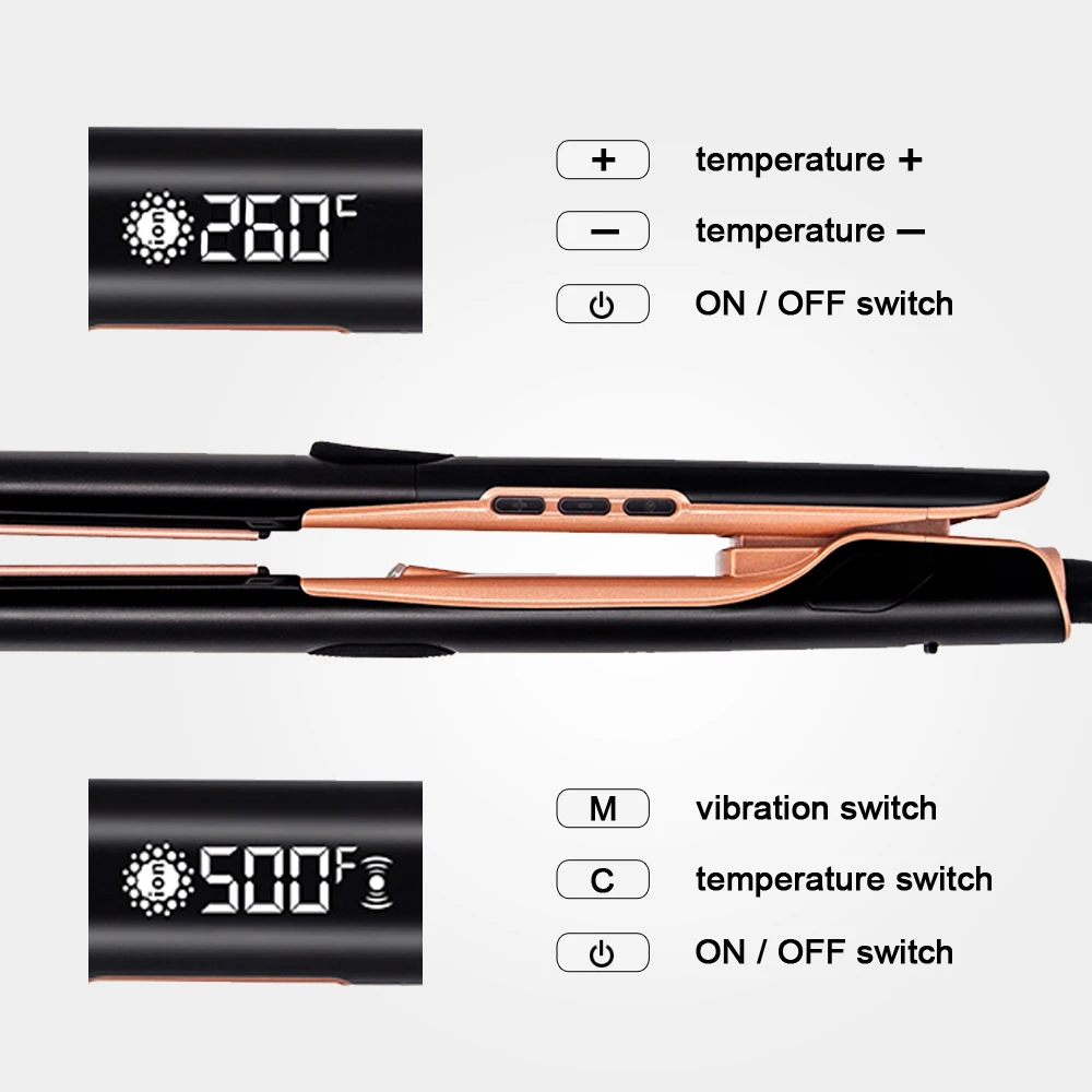 500°F Hair Straightener With Vibration Plasma Hair Flat Irons 260°C Ceramic Coating Plate Professional Salon Styling Tools 5