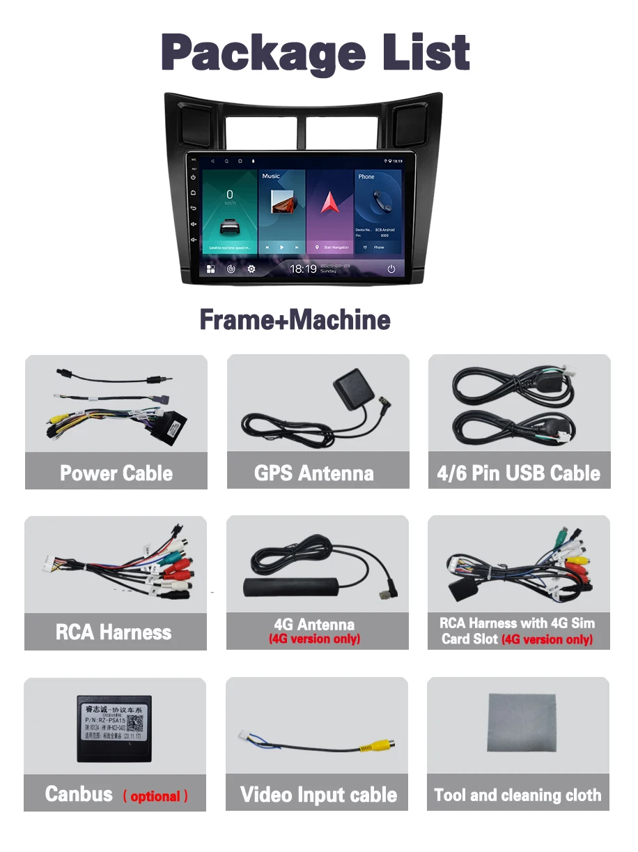 Hodozzy 2GB 64GB Android Car Radio for Toyota Yaris WVizi 2005-2011 Carplay Android Car Mirror