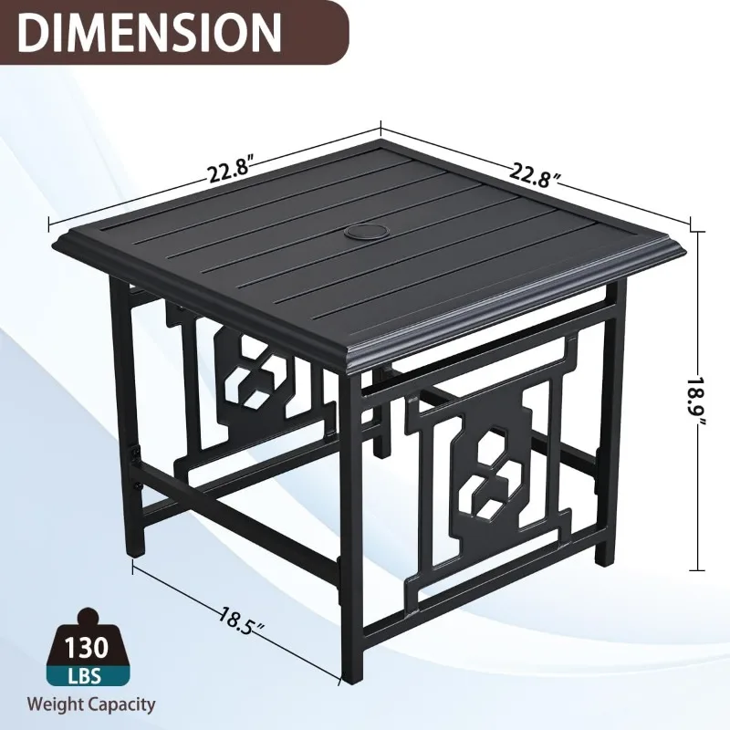 3 Piece Bistro Set Wicker Patio Outdoor Furniture Porch Chairs Conversation Sets and Metal Coffee Table with Umbrella Hole