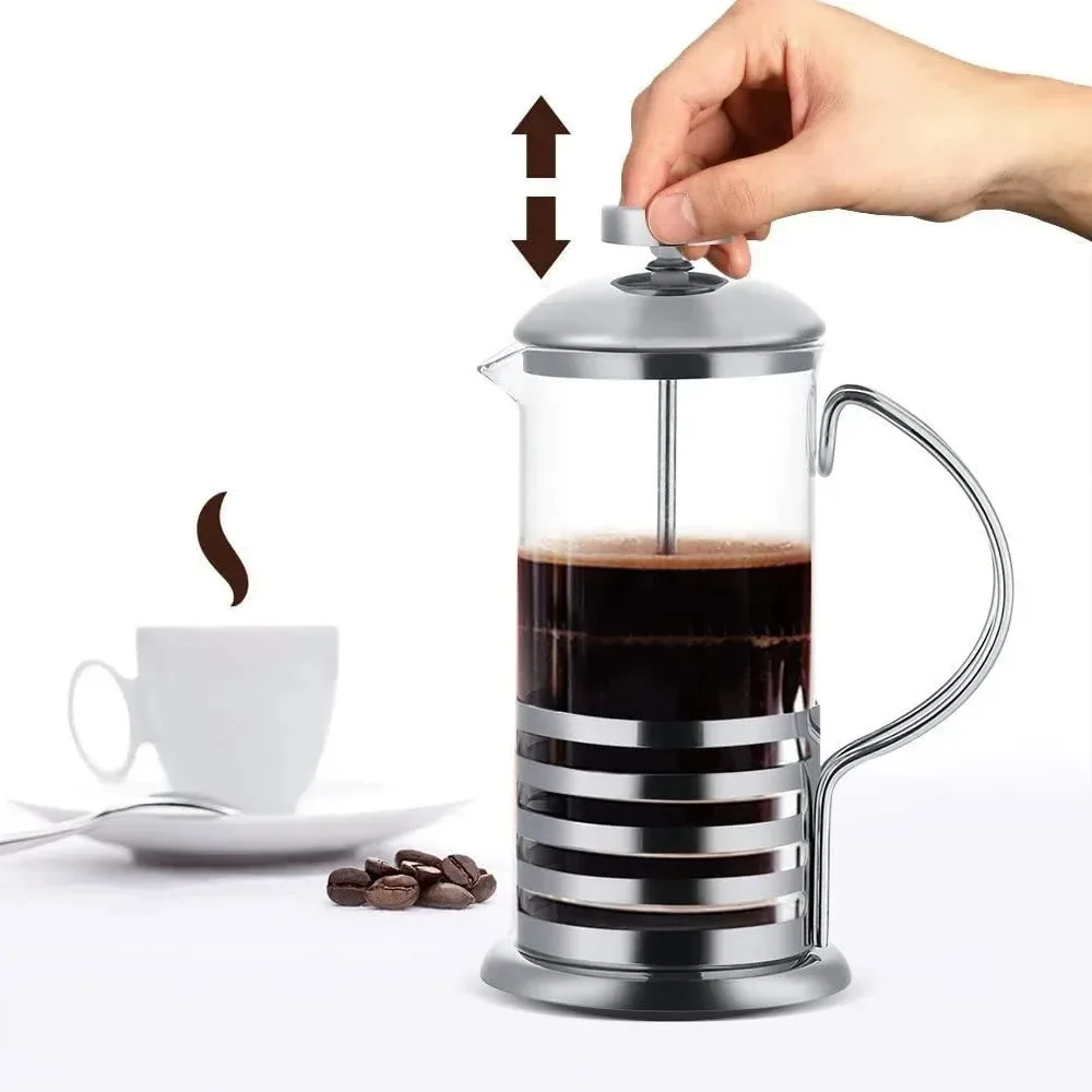 French Press Coffee Maker Stainless Steel Coffee Percolator Durable Heat Resistant Glass Portable Easy Clean Pitcher Teapot espresso coffee maker,coffee maker,espresso maker,french press coffee press,coffee press,iced coffee maker