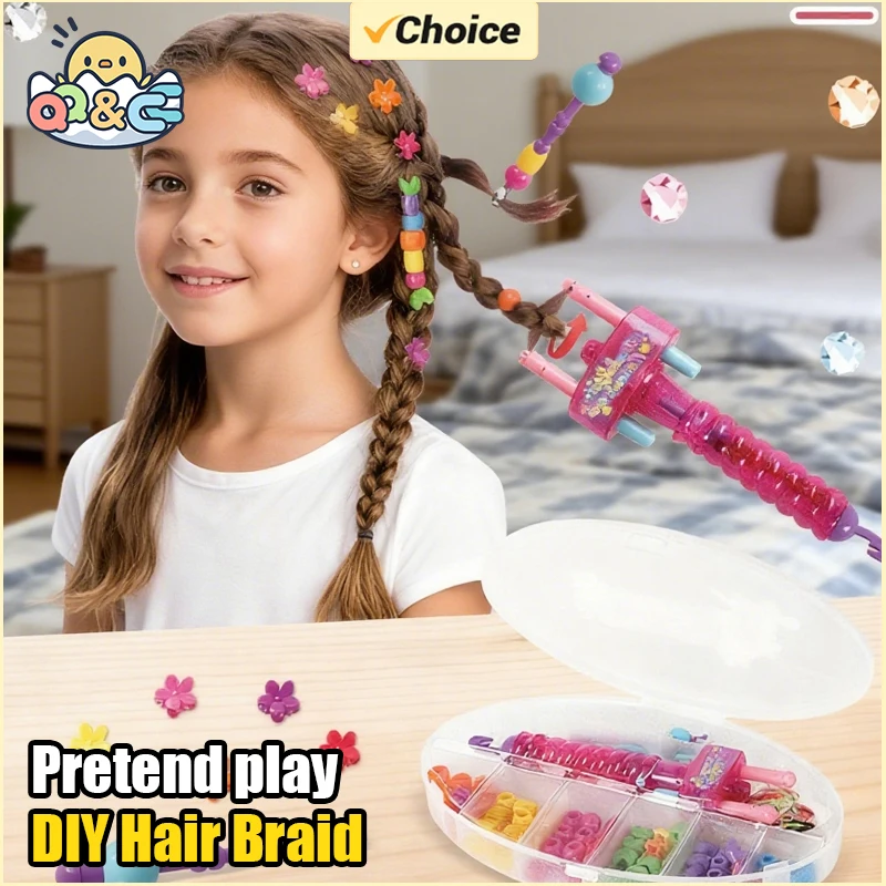 DIY Hair Braid Kit for Kids with Plastic Beads and Accessories