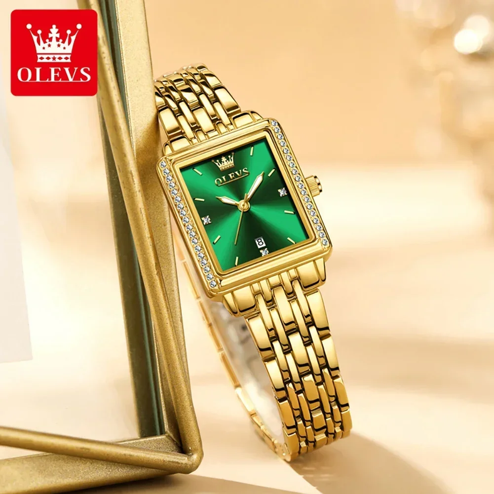 OLEVS Women's Watches Luxury Golden Stainless Steel Woman Watch Luminous Waterproof Quartz Wrist Watch Fashion Watches for Women 2