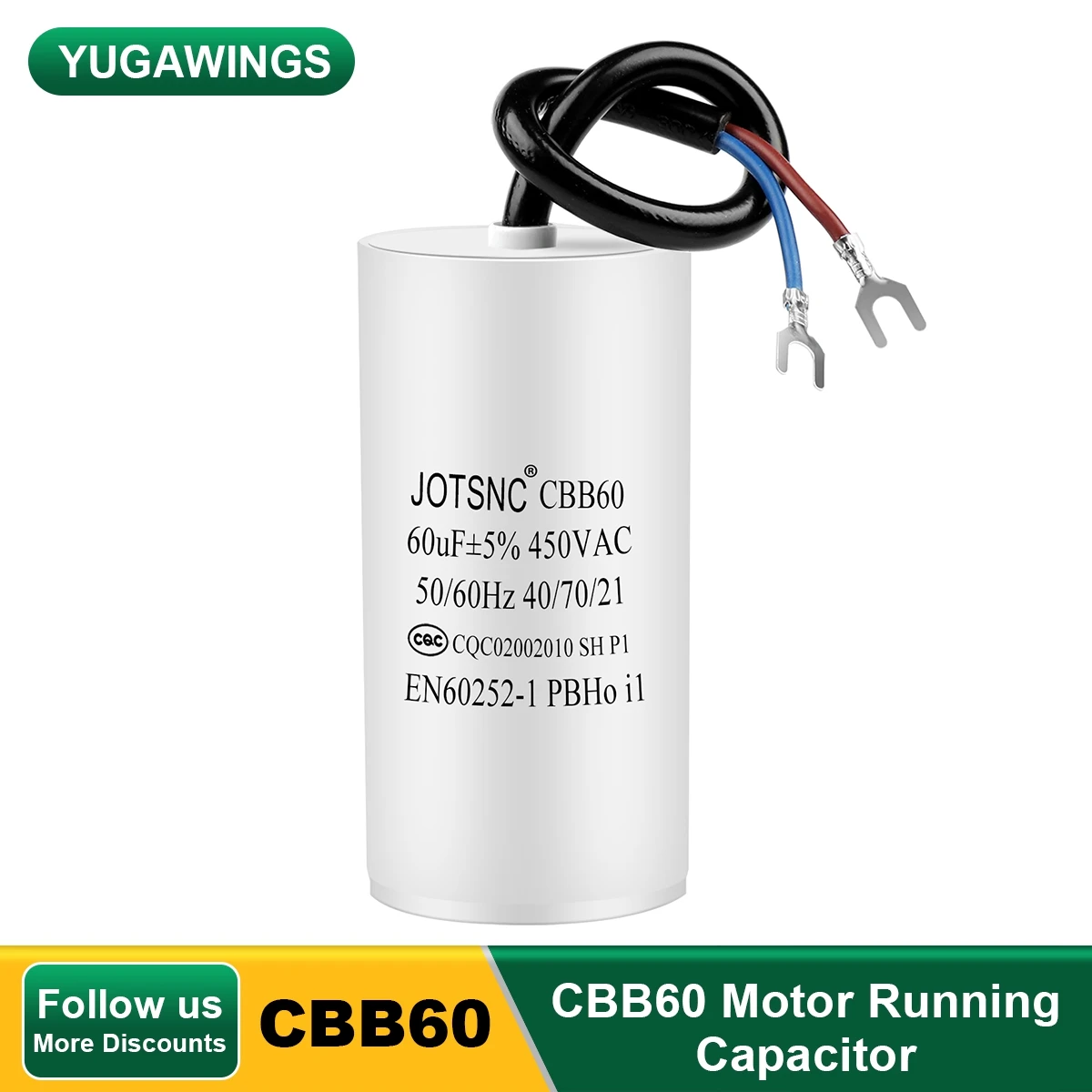 2pcs Cbb60 Motor Running Capacitor 450vac Water Pump Startup Capacitors Starting Washing Machine