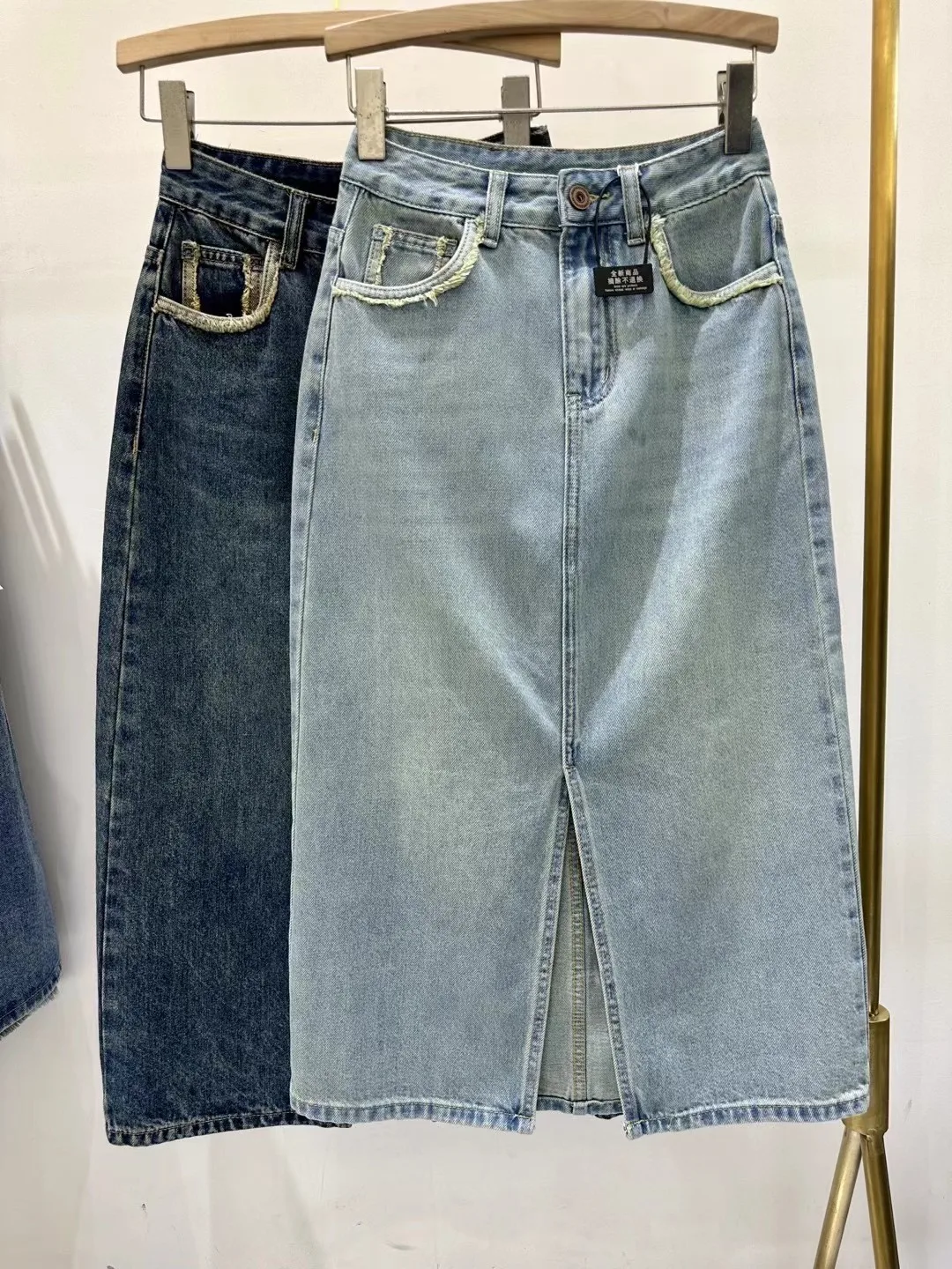여성용 클래식 롱 데님 스커트, 캐주얼 빈티지 블루, A 라인 청바지, 시크한 스커트, 용수철 2024 신상 
