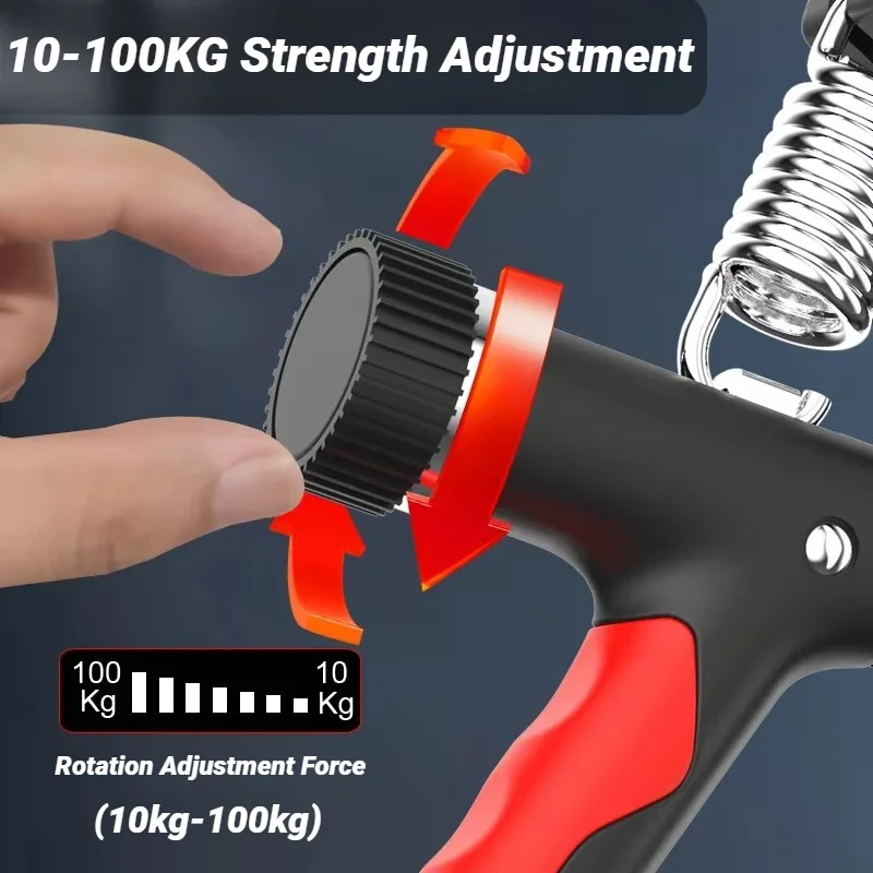 10-100KG hand exerciser Electronic Smart Counting Hand Grip Adjustment Exercise Power Strengthening Pliers Spring Finger Pinch Wrist Training