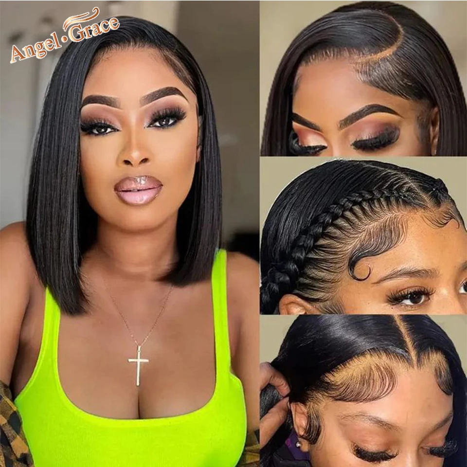 Brazilian Straight Bob 13x4 Lace Front Wigs Transparent Lace Front Human Hair Wig Pre Plucked With Baby Hair Remy For Women
