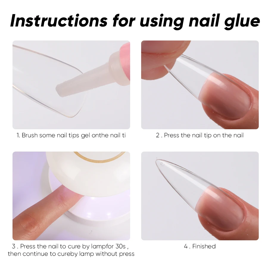 10pcs DIY Press on Nails Affordable Strong Adhesive Nail Glue UV Gel Acrylic Nail Tips Low Price Nail Art Tools 6
