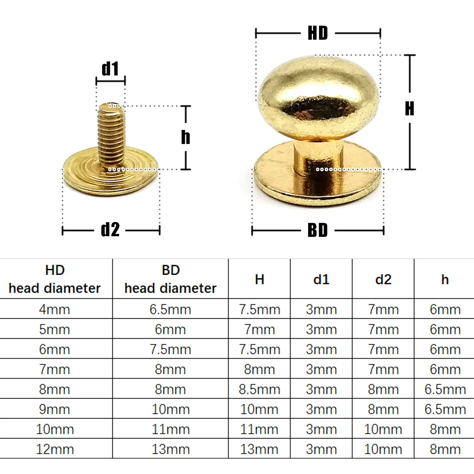 Metal Rivets 20pcs Zinc-alloy Round Ball Head Leather Craft Bag Purse Belt Chicago Screw Back Nail Rivet Screwback Nipple Stud Spot