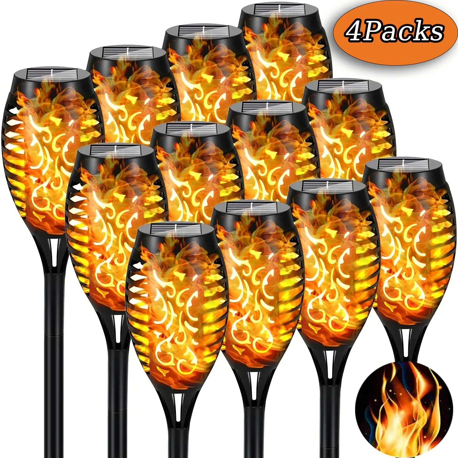 4/2/1Pcs Solar Flame Lights Torch Flickering Light Waterproof Garden Decoration Outdoor Lawn Tiki Led Path Yard Patio Floor Lamp