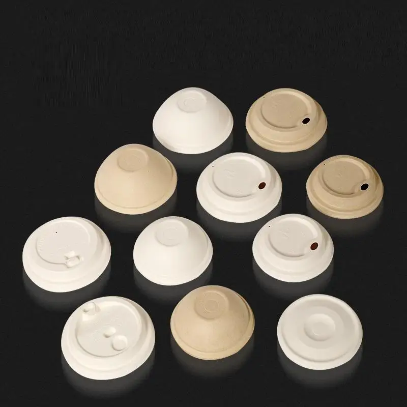 친환경 커피 뚜껑 80mm 90mm 사탕수수 펄프 종이 범용 50개 일회용 테이크아웃 사무실 파티용