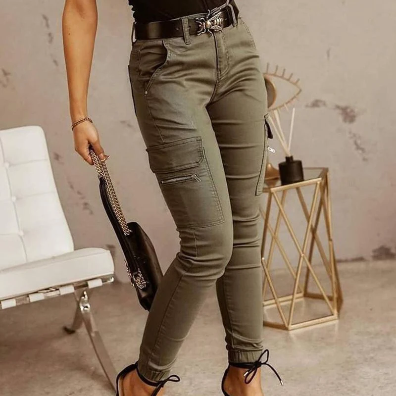 Spring Summer Streetwear Pants Solid Slim Cargo Pants Trousers Fashion Women Joggers Pantalon Mujer Pockets Clothes 26211