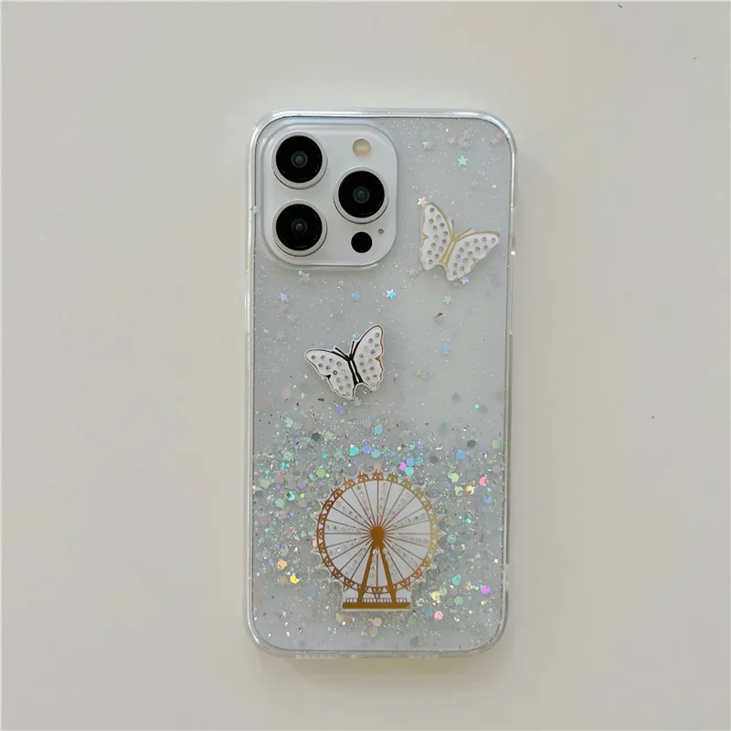 Glitter ruota panoramica Farfalla custodie per smartphone per OPPO A53 2020 A9 A5 A15 A16 A17 A8 A31 A92S A72 A74 A94 A54 4G_voghion.com