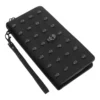 Women's Skull Head Black Handheld Long Wallet, Gothic Credit Card Clip Mobile Wallet, with Wrist Strap Cool Flap Handheld Bag 1