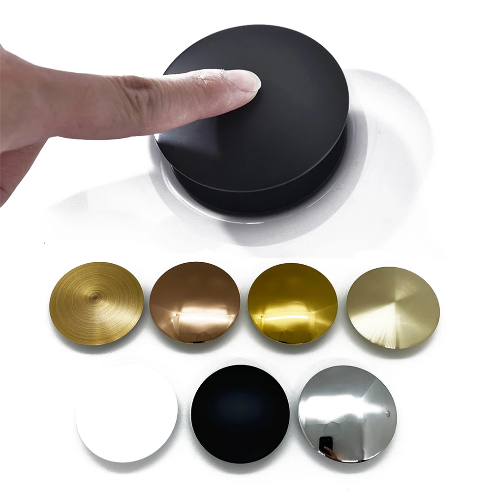 Drain Filter Shower Drain Cover 66mm Round Brass Sink Drain Cover Bathroom Basin Pop up Renovation Click Clack Push Button Cap Washbasin Filter Lid