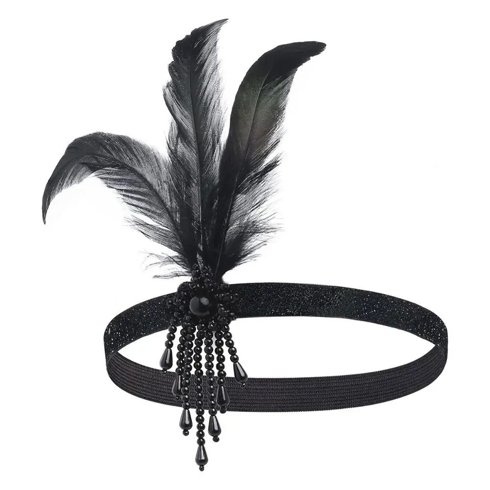 Elegant Feather and Tassel Diamond Cosplay Hairband