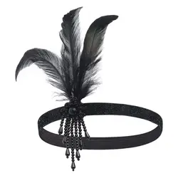 Elegant Feather and Tassel Diamond Cosplay Hairband (A)