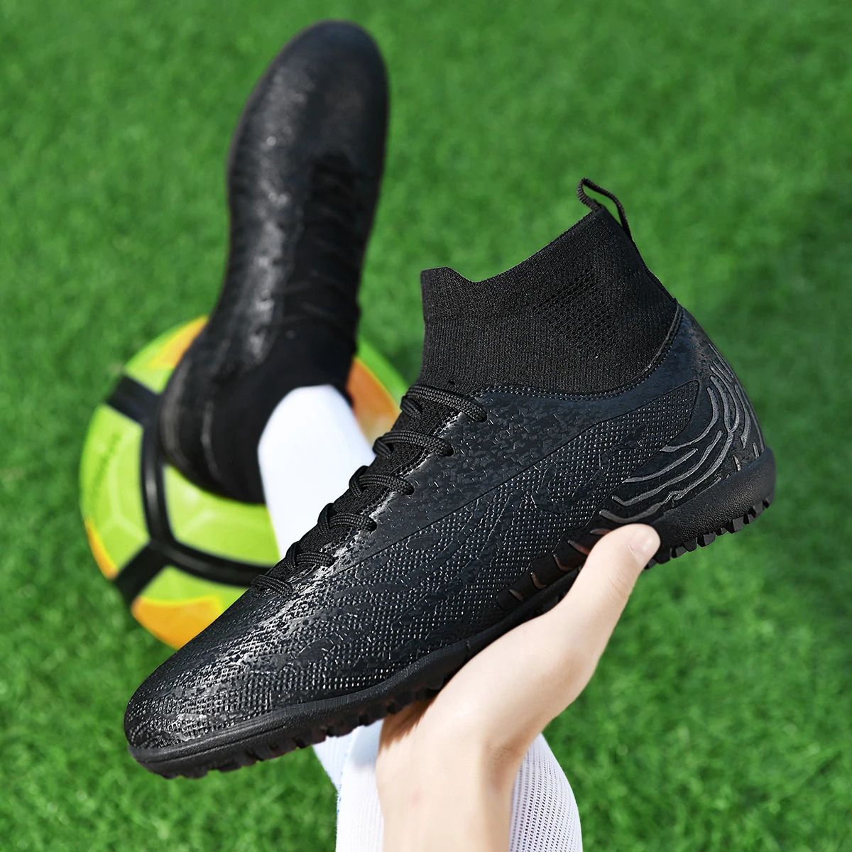 Unisex Leather Anti-Slip Football Boots for Training on Various Terrains