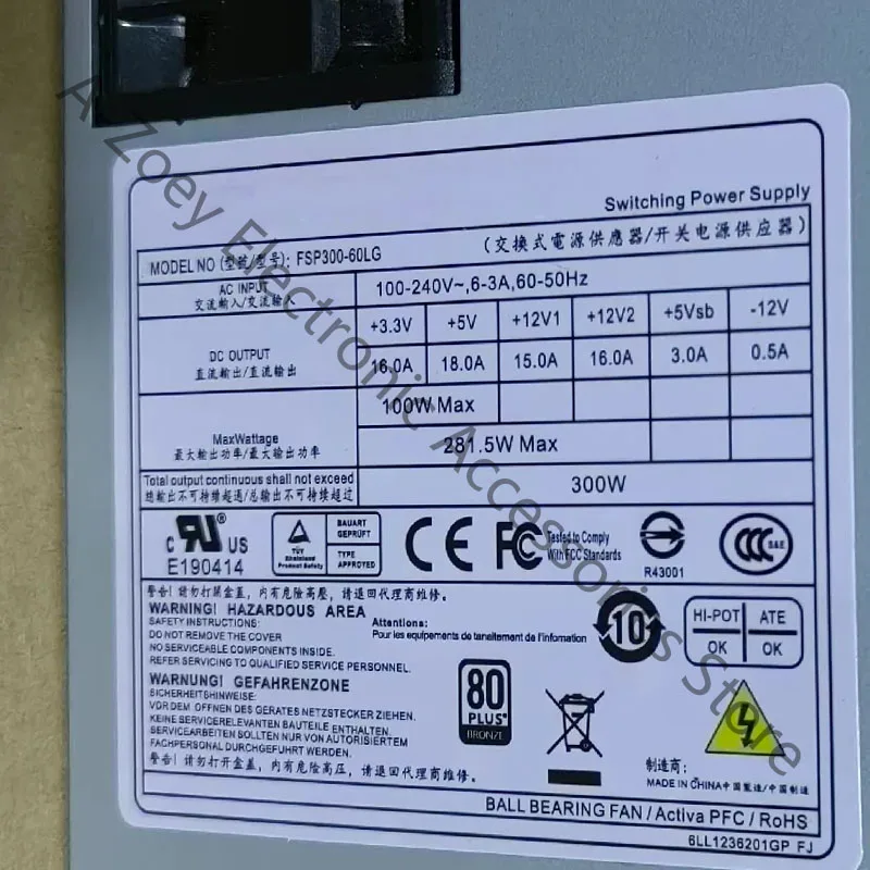 올인원 POS 금전등록기 NAS 서버용 새로운 FSP300-60LG 300W 1U FLEX 전원 공급 장치