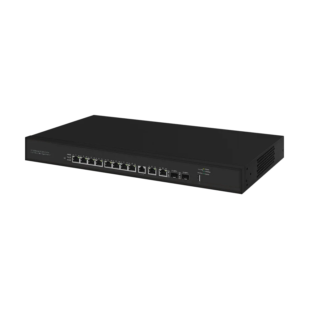 풀 10Gbe 12포트 레이어3/라이트 스마트 관리형 스위치, 8포트 POE 또는 NoN, 2포트 RJ45 및 2포트 광업링크 포트 포함