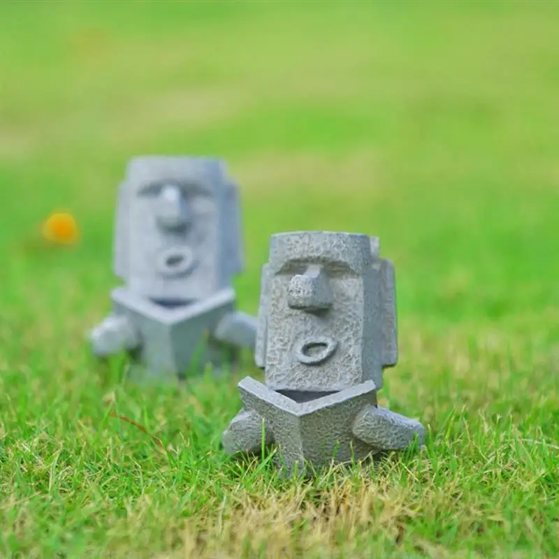 Statua Della Testa Dell'Isola Monolite Moai Head Sculpture Ahu Statue Desktop Glasses Stand Isola Di Pasqua Lettura Lang Stone Man Pen Holder