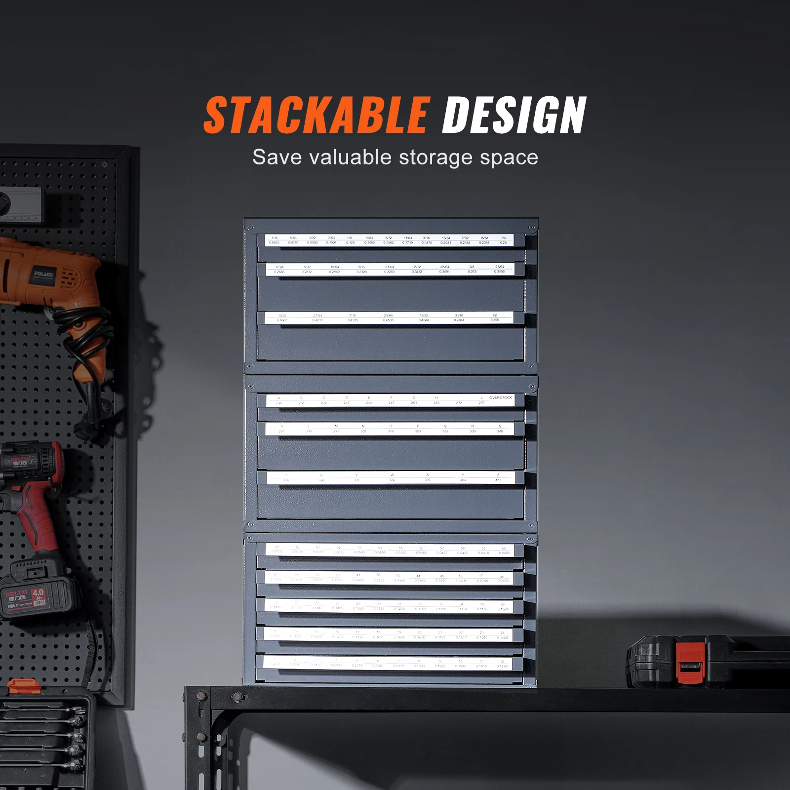 Steel Drill Bit Storage Cabinet Organizer