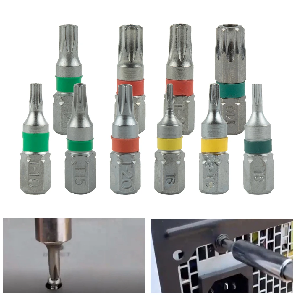

10Pcs 25mm Magnetic T10 T15 T20 T25 T27 T30 Hex Head Screw Driver Bit Spanner Magnetic T10 T15 T20 T25 T27 T30 Hex Head