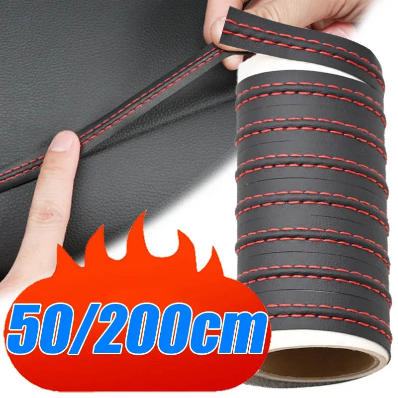 10M Interni auto Linea di rivestimento autoadesiva Porta del cruscotto Decorazione in pelle PU Decorazioni per strisce intrecciate fai-da-te Accessorio automobilistico - Image 3