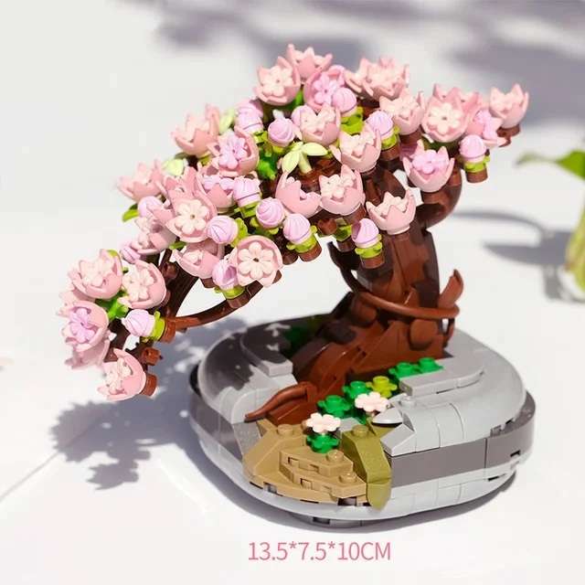 LOZ Eternal Flower Pink Sakura Cherry Tree Pot Plant 3D Model DIY Mini Blocks Bricks Building Toy for Children Gift  Build Moc 3