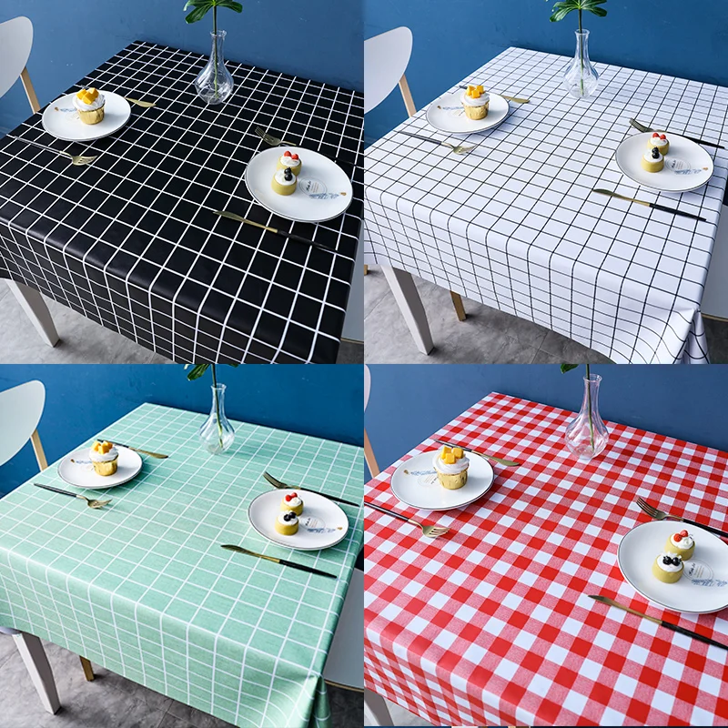 

Table cloth fabric waterproof and oil resistant mesh red square dining table cloth tea table PVC student desk mat
