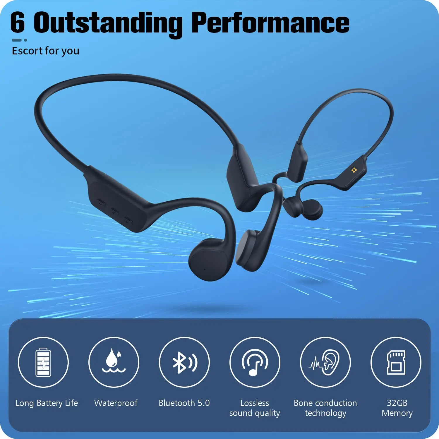Easybuds Condução Óssea Fone de Ouvido Bluetooth sem Fio Ipx8 Natação Subaquática Aberto Fones 32gb Ip68 à Prova Dip68 Água - Image 2